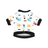 Colorful helicopter pattern All Over Print Pet Dog Round Neck Fuzzy Shirt