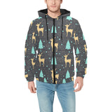 Deers star tree pattern Men's Padded Hooded Jacket