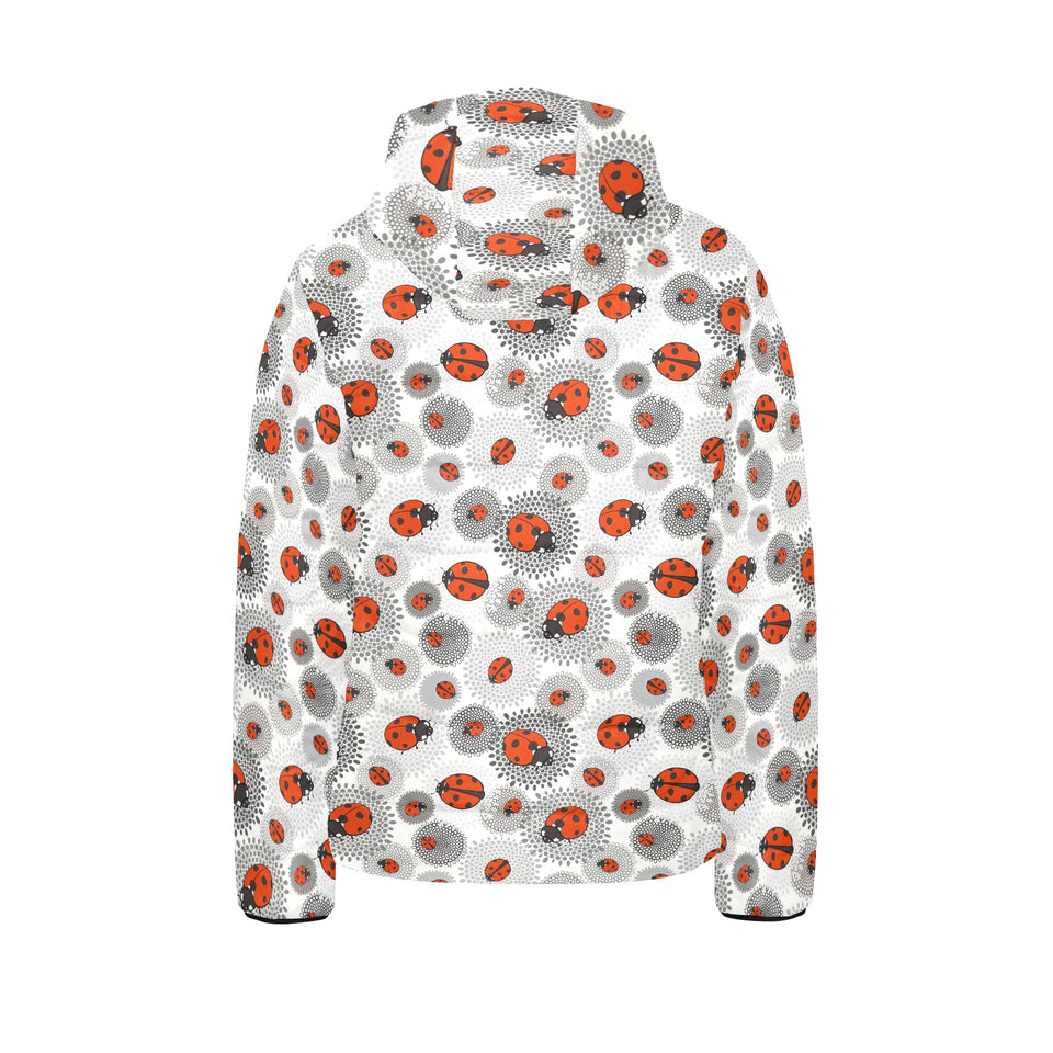 Ladybug Pattern Print Design 05 Kids' Boys' Girls' Padded Hooded Jacket