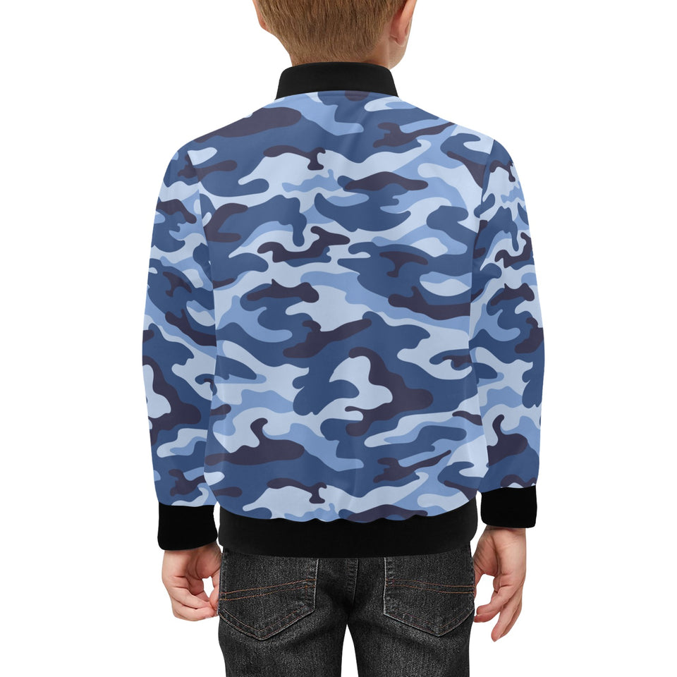 Blue camouflage pattern Kids' Boys' Girls' Bomber Jacket
