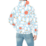 Bowling ball bowling pins blue blackground Men's Padded Hooded Jacket