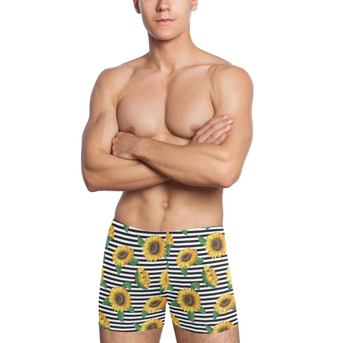 sunflowers ribbon background Men's Swimming Trunks