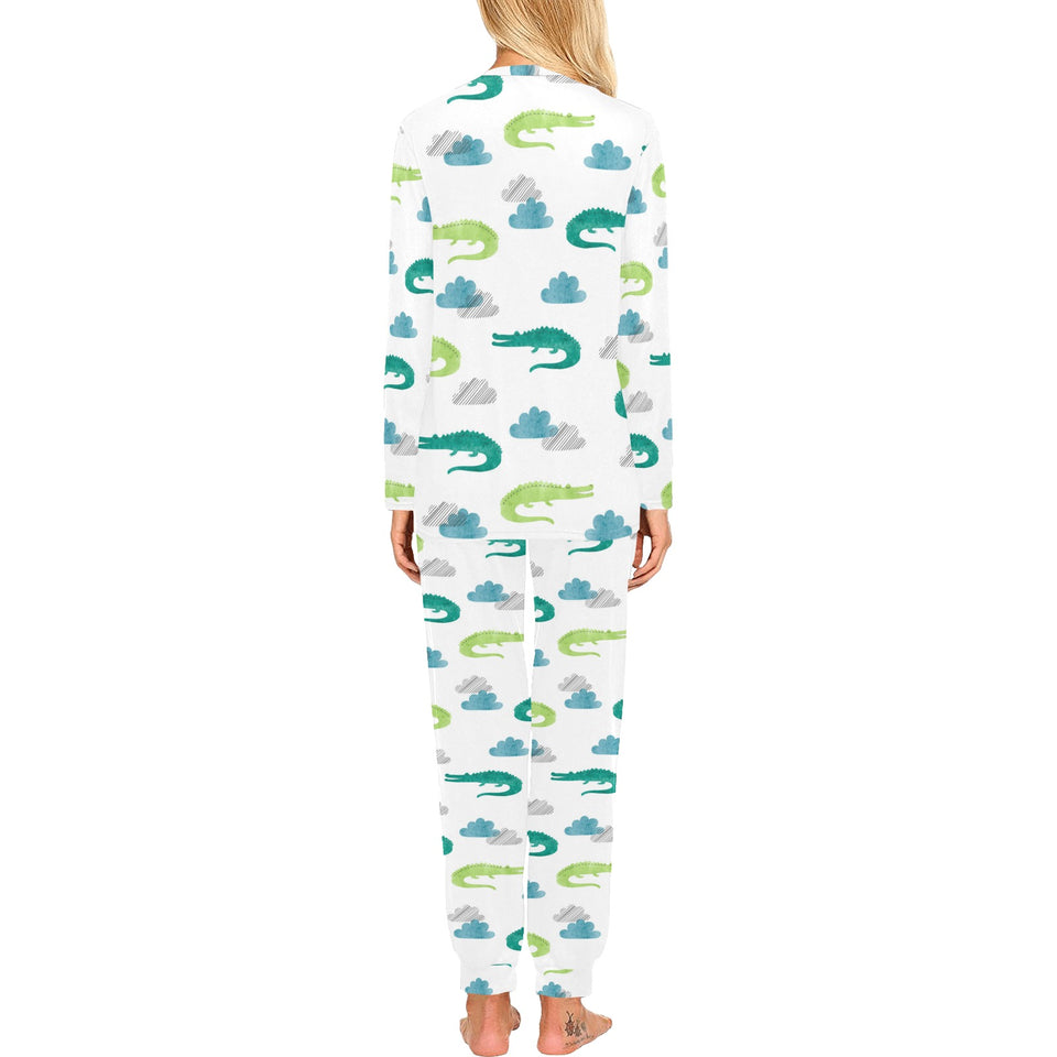watercolor crocodile pattern Women's All Over Print Pajama Set
