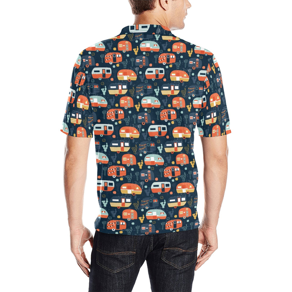 Camper Van Pattern Print Design 05 Men's All Over Print Polo Shirt