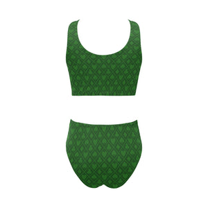 Casino Cards Suits Pattern Print Design 04 Chest Bowknot High Waisted Bikini Swimsuit