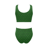 Casino Cards Suits Pattern Print Design 04 Chest Bowknot High Waisted Bikini Swimsuit
