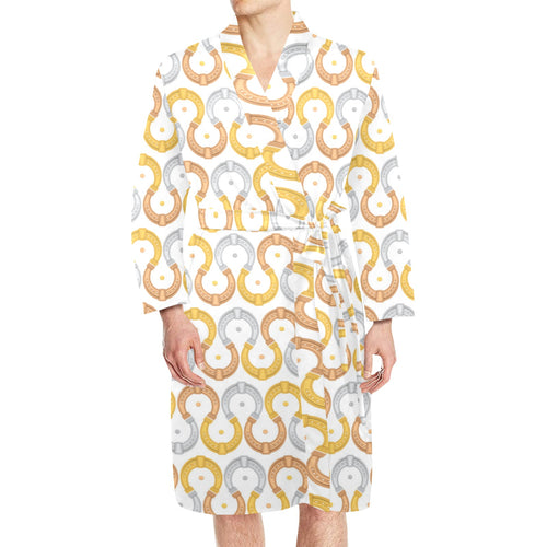 Horseshoes Pattern Print Design 03 Men's Long Sleeve Belted Night Robe