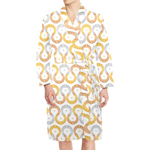 Horseshoes Pattern Print Design 03 Men's Long Sleeve Belted Night Robe