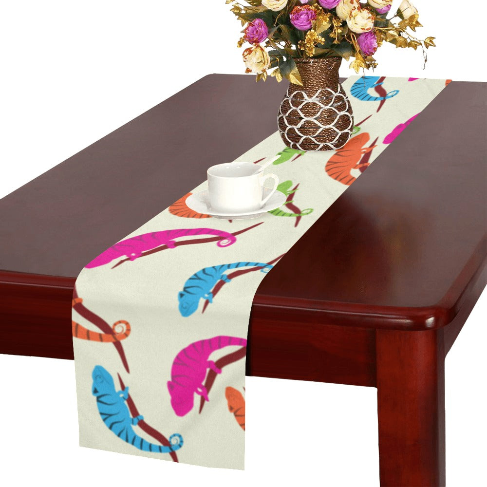 Colorful Chameleon lizard pattern Table Runner