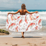 Watercolor Koi Fish Carp Fish pattern Beach Towel
