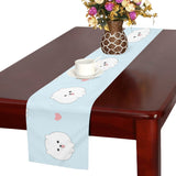 White cute pomeranian pattern Table Runner