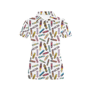 Skate Board Pattern Print Design 05 Women's All Over Print Polo Shirt