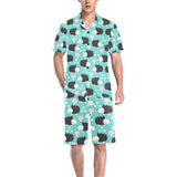 Hedgehog Pattern Print Design 03 Men's V-Neck Short Pajama Set