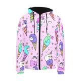 Cute ice cream cone animal pattern Men's Padded Hooded Jacket