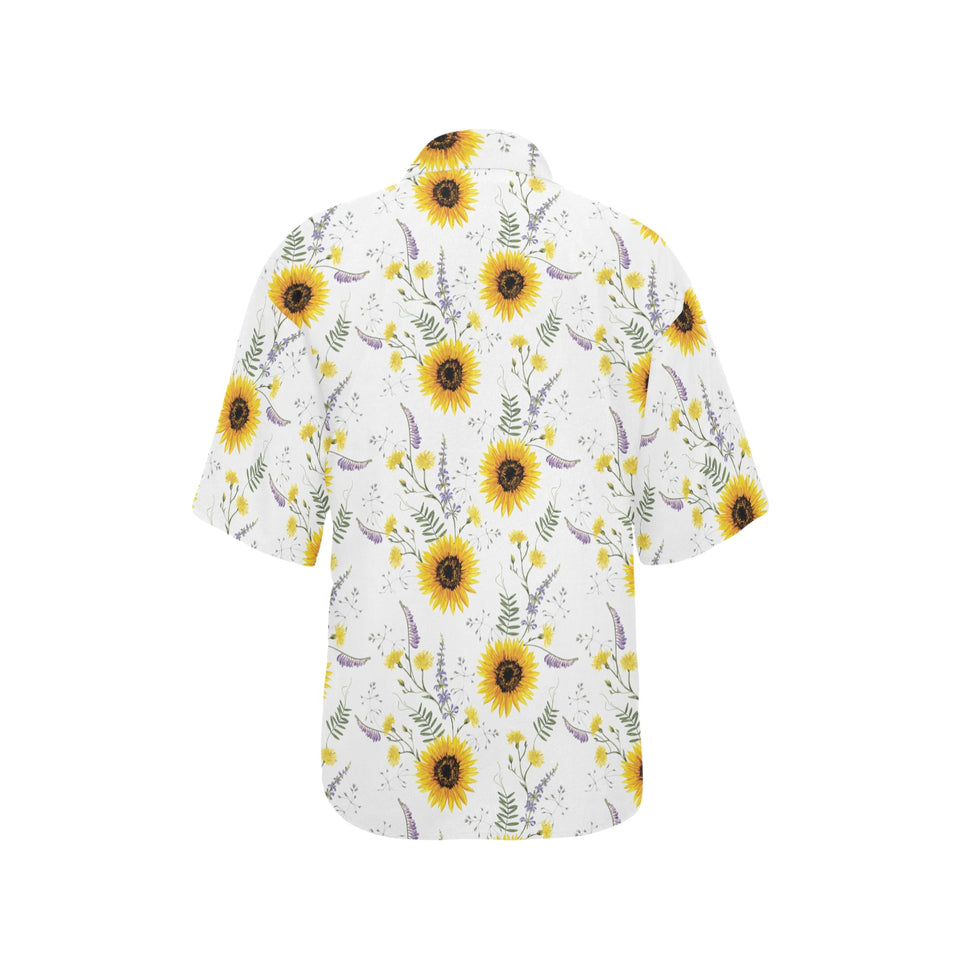 beautiful sunflowers pattern Women's All Over Print Hawaiian Shirt