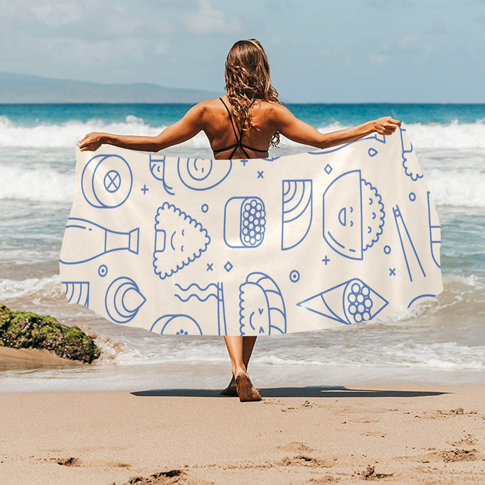 Cute sushi icon pattern Beach Towel