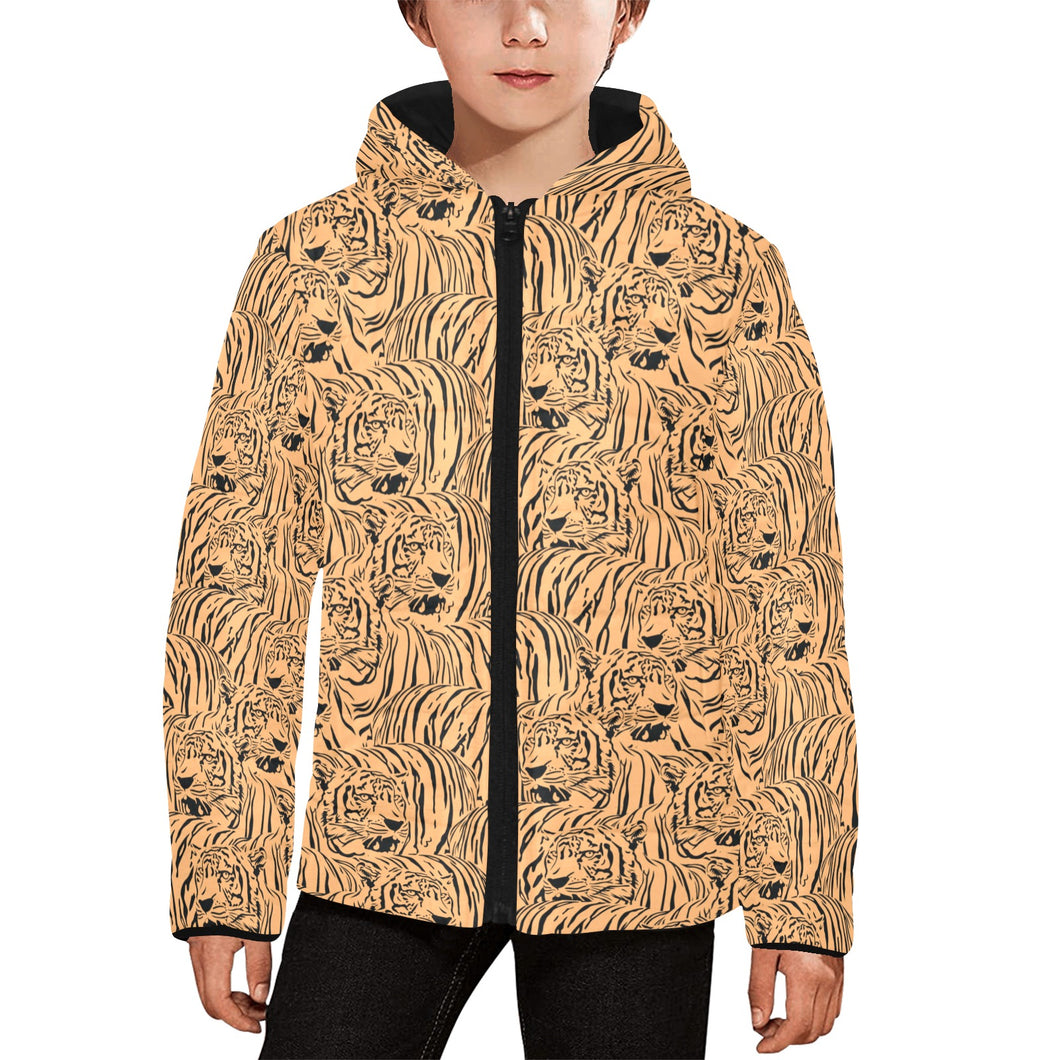 Bengal tigers pattern Kids' Boys' Girls' Padded Hooded Jacket