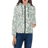 hand drawn blueberry pattern Women's Padded Hooded Jacket