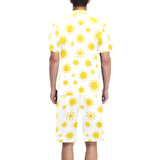 Sun pattern Men's V-Neck Short Pajama Set