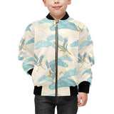 Bonsai bamboo stork japanese pattern cream theme Kids' Boys' Girls' Bomber Jacket