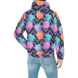 Pineapples pattern zigzag background Men's Padded Hooded Jacket