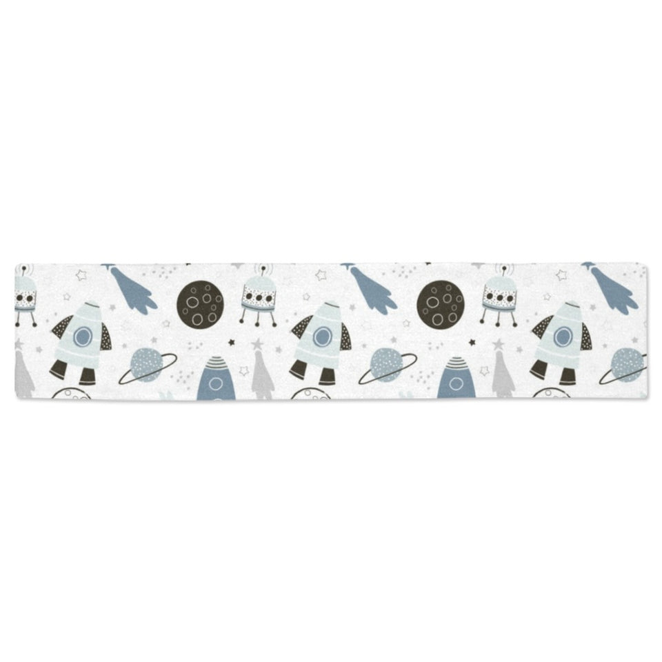 Hand drawn space elements space rocket star planet Table Runner