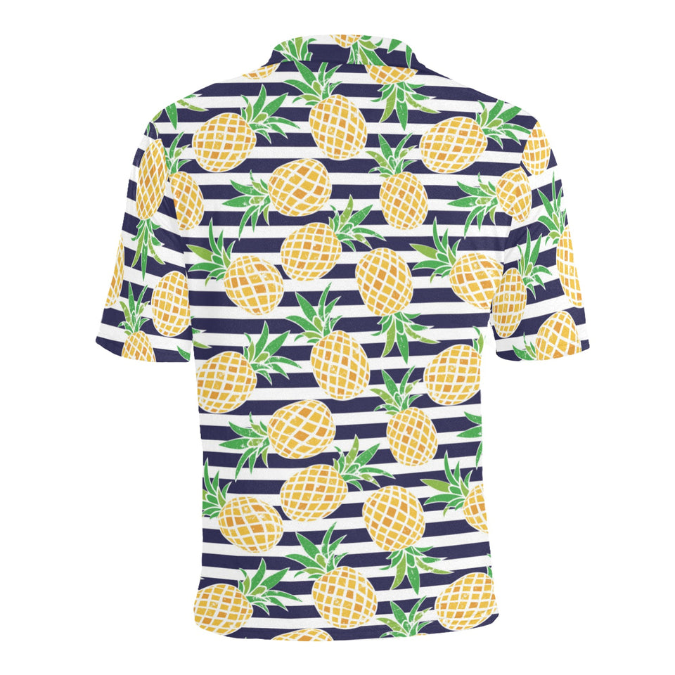 Pineapples pattern striped background Men's All Over Print Polo Shirt