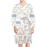 Cute sushi icon pattern Men's Long Sleeve Belted Night Robe