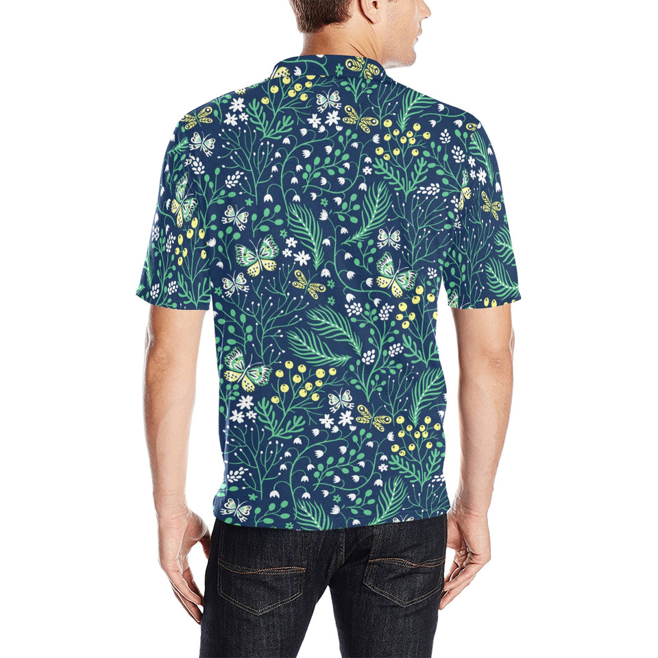 butterfly leaves pattern Men's All Over Print Polo Shirt