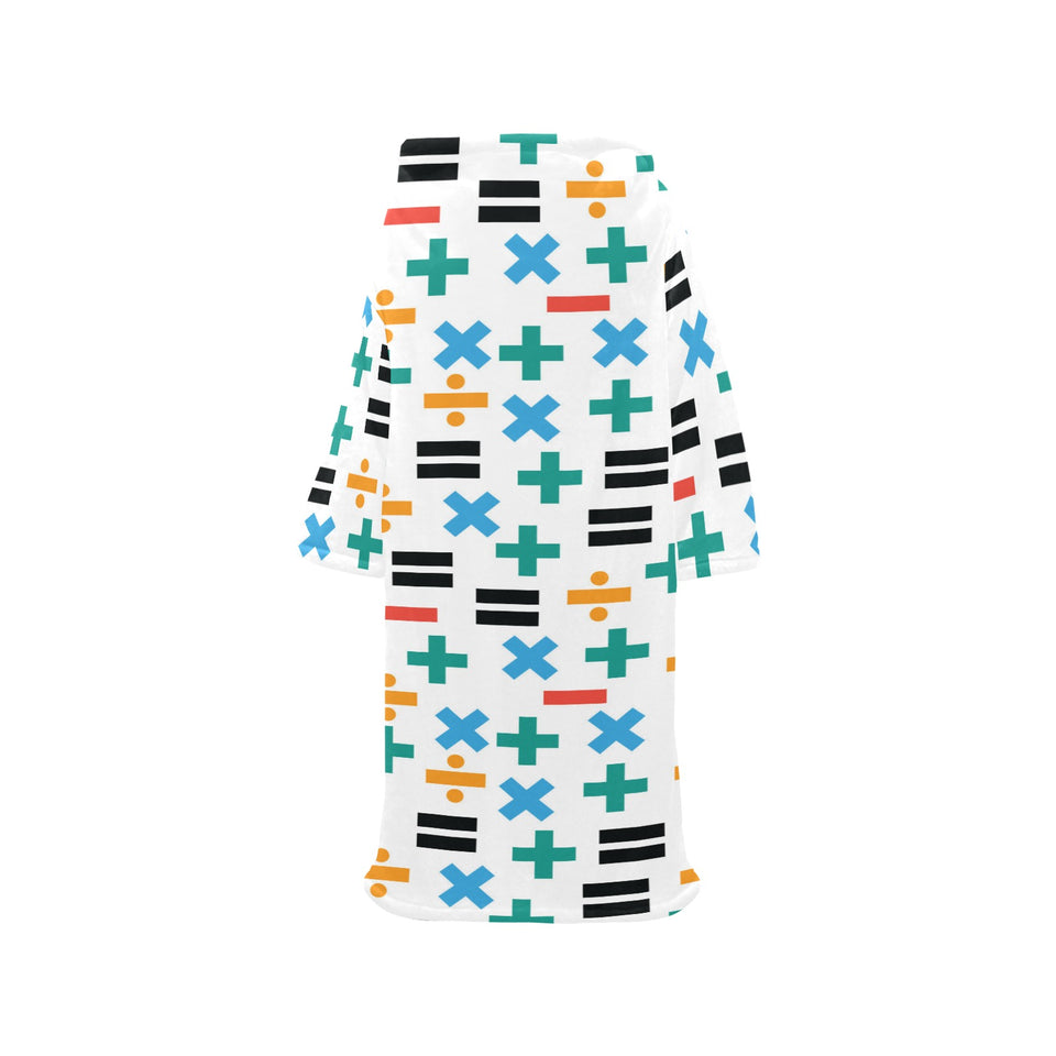 Math Pattern Print Design 05 Blanket Robe with Sleeves