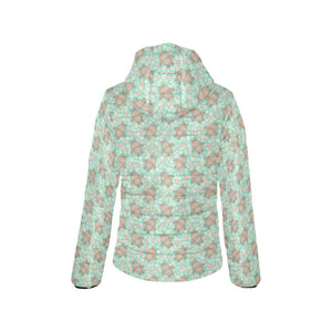 Hippopotamus Pattern Print Design 02 Women's Padded Hooded Jacket