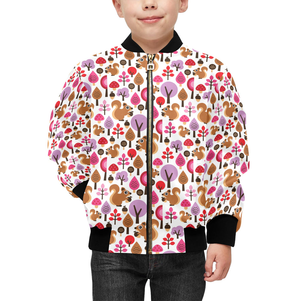 Squirrel Pattern Print Design 02 Kids' Boys' Girls' Bomber Jacket