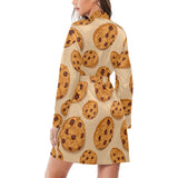 Cookie pattern Women's Long Sleeve Belted Night Robe