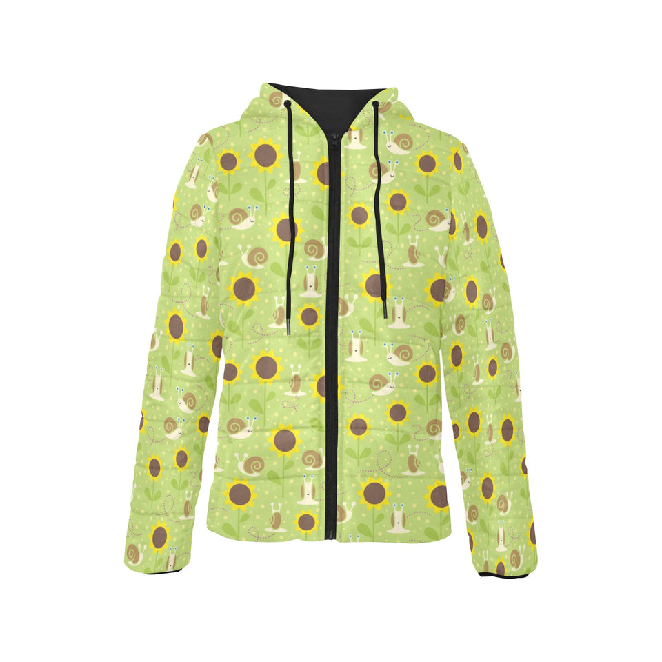 Snail Pattern Print Design 01 Women's Padded Hooded Jacket