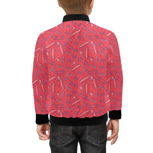 Skate Board Pattern Print Design 01 Kids' Boys' Girls' Bomber Jacket
