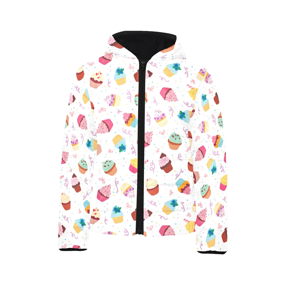 Cake cupcake design pattern Kids' Boys' Girls' Padded Hooded Jacket