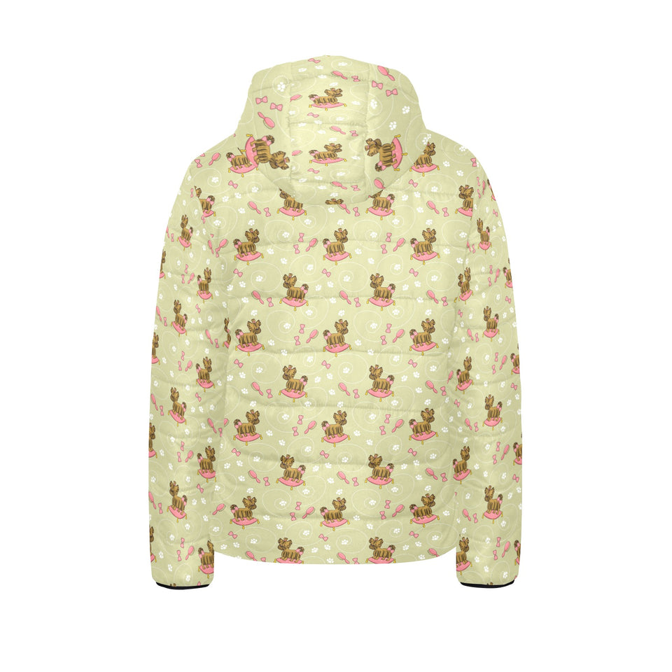 Yorkshire Terrier Pattern Print Design 01 Kids' Boys' Girls' Padded Hooded Jacket