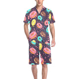 Colorful donut glaze pattern Men's V-Neck Short Pajama Set