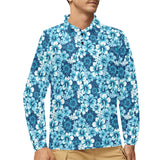 Hibiscus Pattern Print Design 03 Men's Long Sleeve Polo Shirt