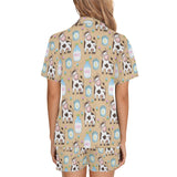 Cow bottle of milk pattern Women's V-Neck Short Pajama Set