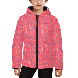 Skate Board Pattern Print Design 01 Kids' Boys' Girls' Padded Hooded Jacket