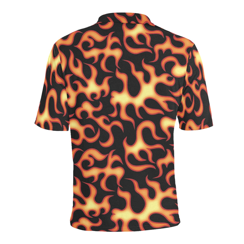 Fire flame dark pattern Men's All Over Print Polo Shirt