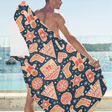 Christmas gingerbread cookie pattern Beach Towel