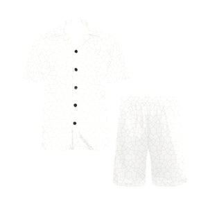 arabic white pattern Men's V-Neck Short Pajama Set