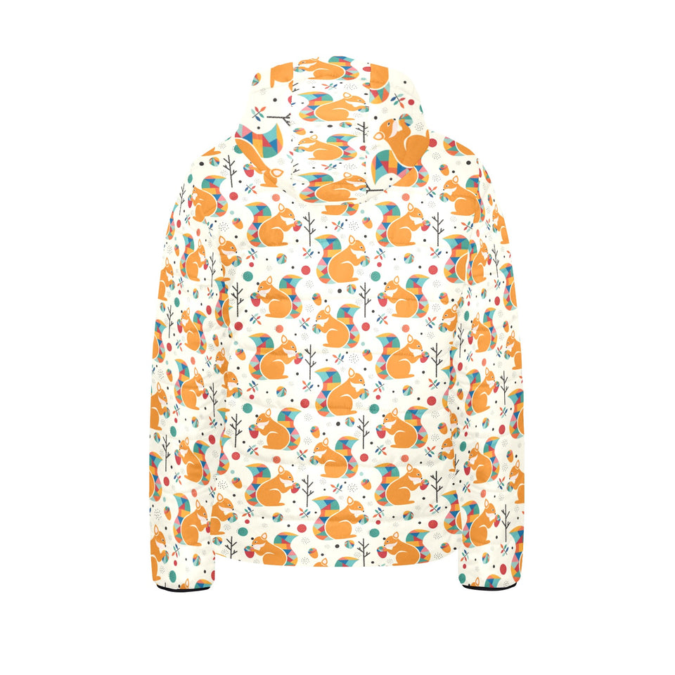 Squirrel Pattern Print Design 04 Kids' Boys' Girls' Padded Hooded Jacket