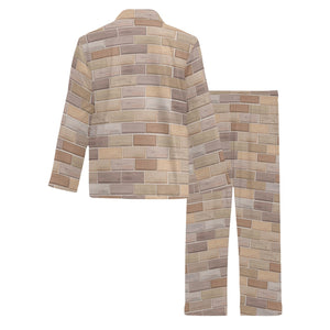 Brick Printed Pattern Print Design 01 Men's Long Pajama Set