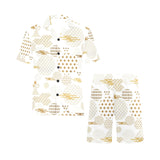 Beautiful gold japanese pattern Men's V-Neck Short Pajama Set