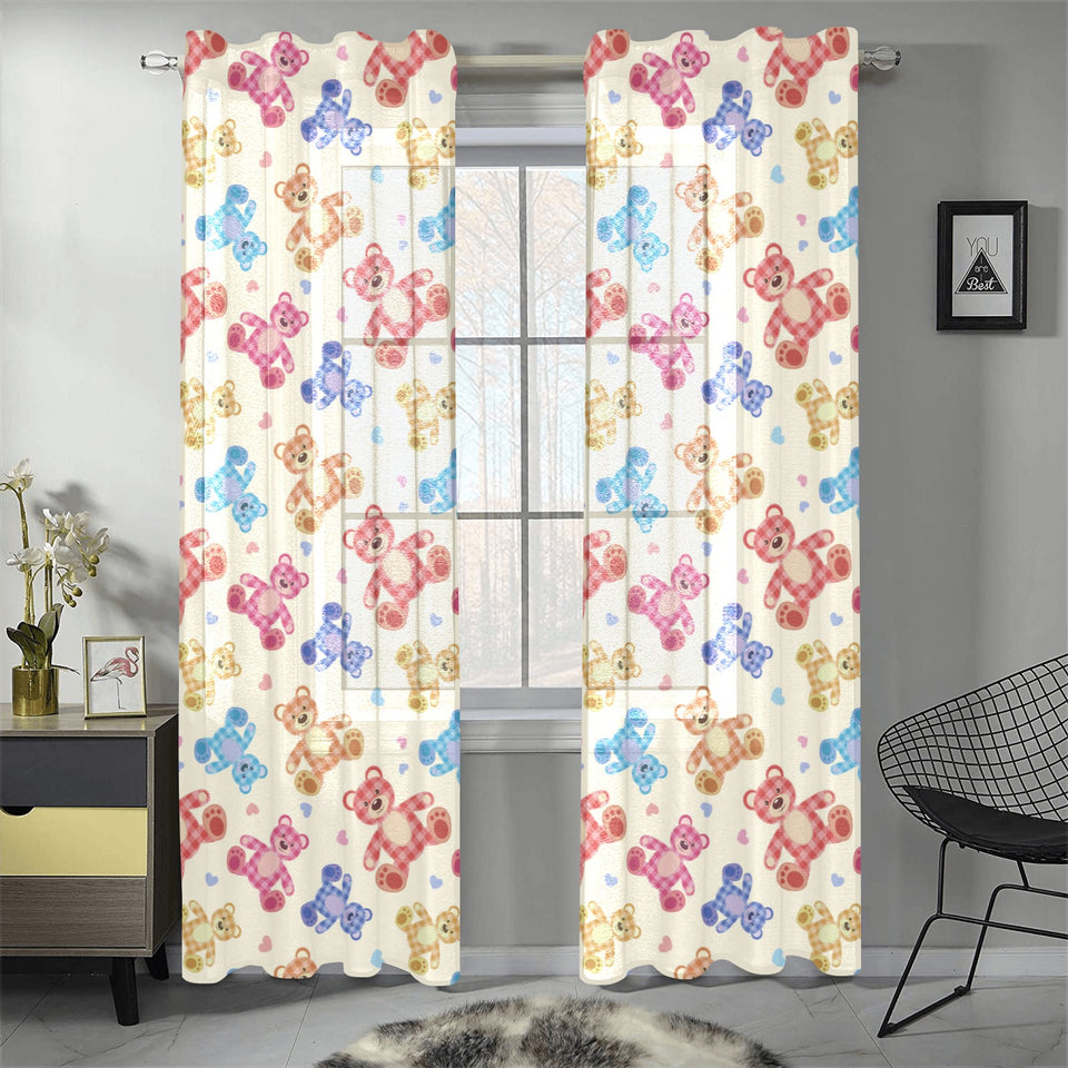 Teddy Bear Pattern Print Design 05 Gauze Curtain