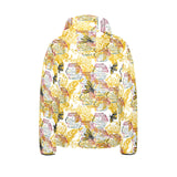 Cool Bee honeycomb leaves pattern Kids' Boys' Girls' Padded Hooded Jacket