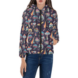 Colorful mushroom pattern Women's Padded Hooded Jacket